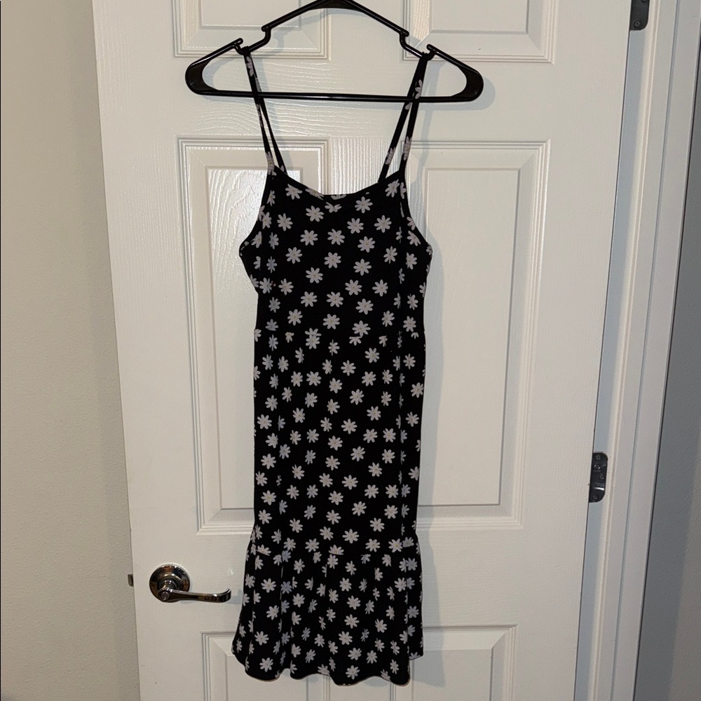 Old Navy Black Dress with White Floral Pattern